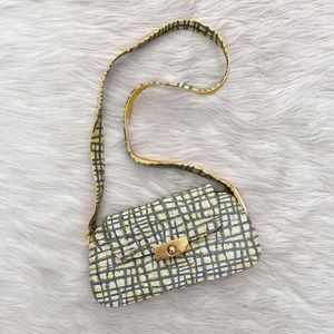 Vintage Yellow Print Retro 60s Crossbody Purse Bag